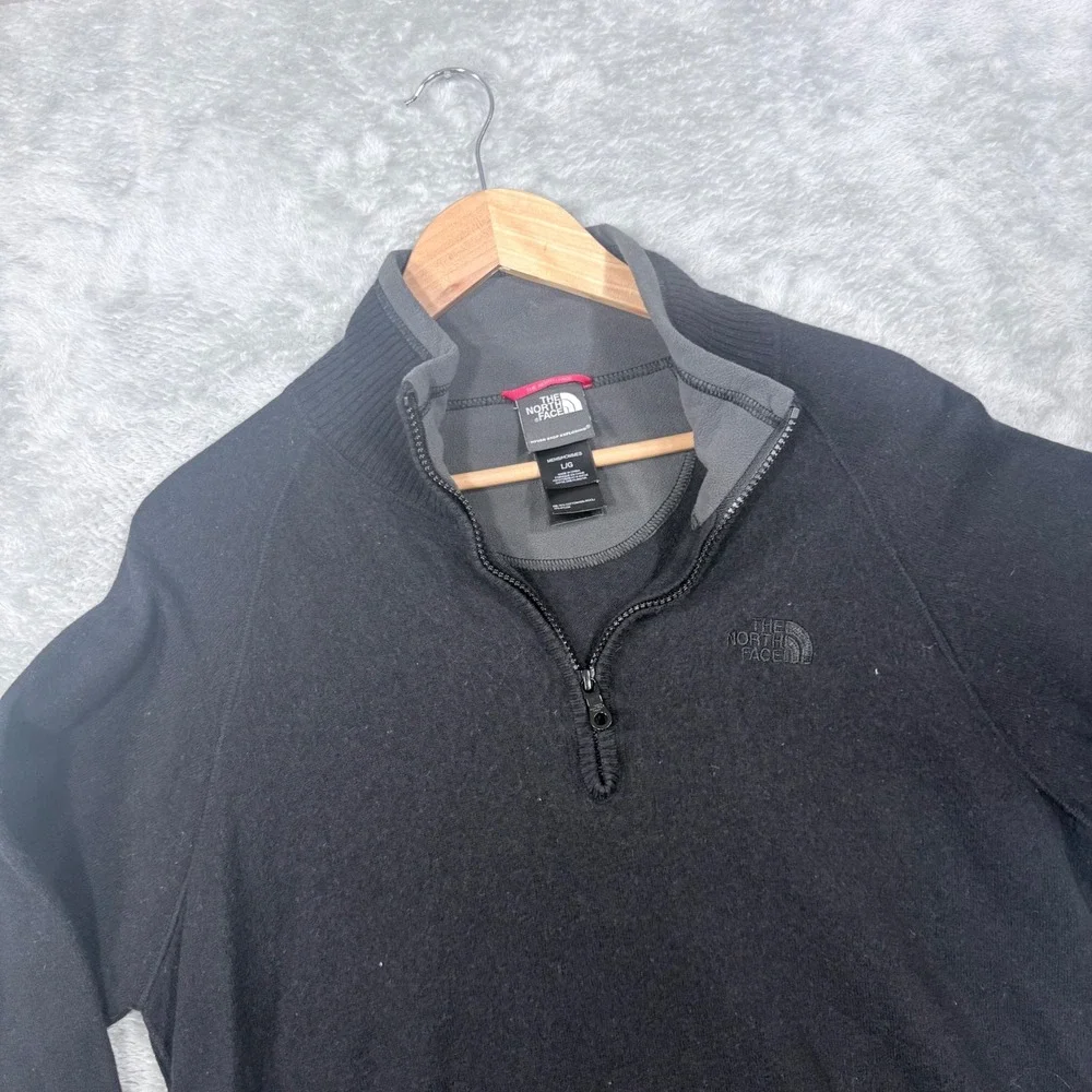The North Face Quarter Zip Sweater Mens Large Black Cotton Wool Blend Gorpcore